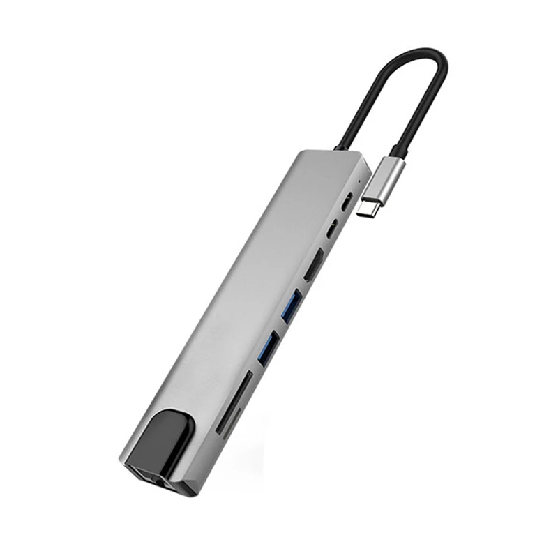 Usb c 3.1 para Hdmi 4k Hub de Carga 100mbps Lan Ethernet Usb 3.0 Usb 2.0 tf Leitor de Slot para Cartão sd tipo c Macbook Air Pro m1 em 1