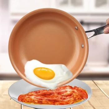 Non-stick Skillet Copper Frying Pan with Ceramic Coating Induction Cooking Frying Pan Safe Saucepan Kitchen Accessories
