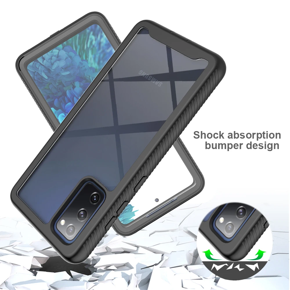 Rugged Shockproof Clear Case with Built-in Screen Protector for Samsung Galaxy S20 FE 5G