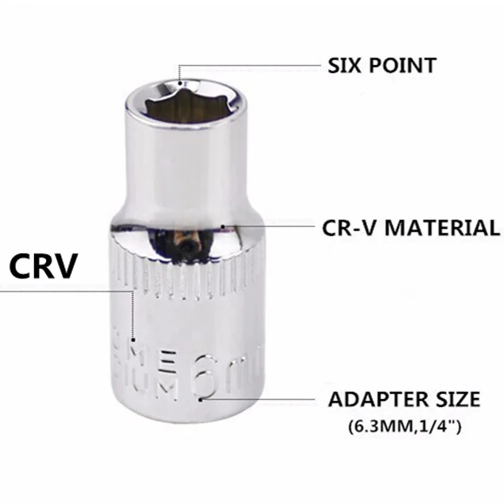 

Nice Portable Pratical Durable High Quality Socket Hexagons Sleeve 1/4in 4-14mm Chrome Vanadium Steel Double End