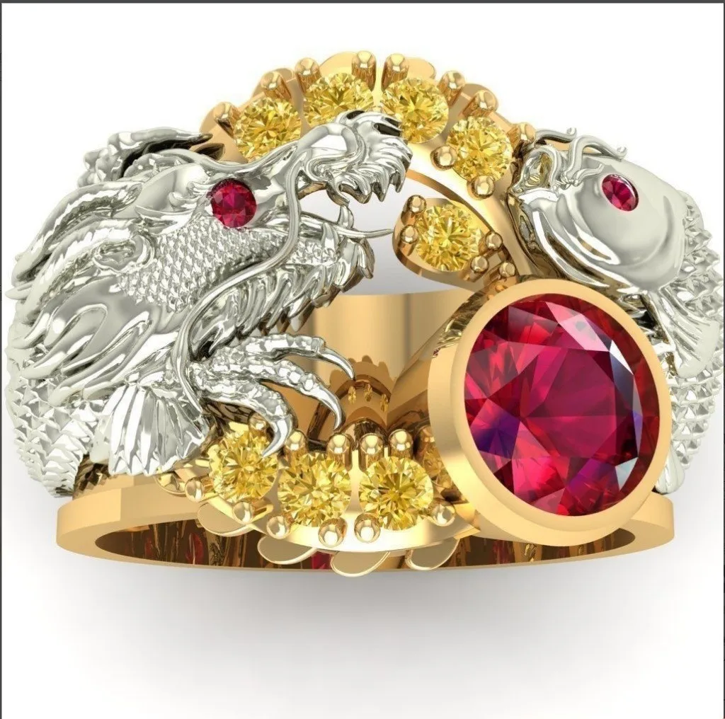Fashion Jewelry European and American Style Crown Skull Cross Wing Gold Plated Color Alloy Male Ring for Men Party Jewelry gold color rings,gold color ring,finger ring