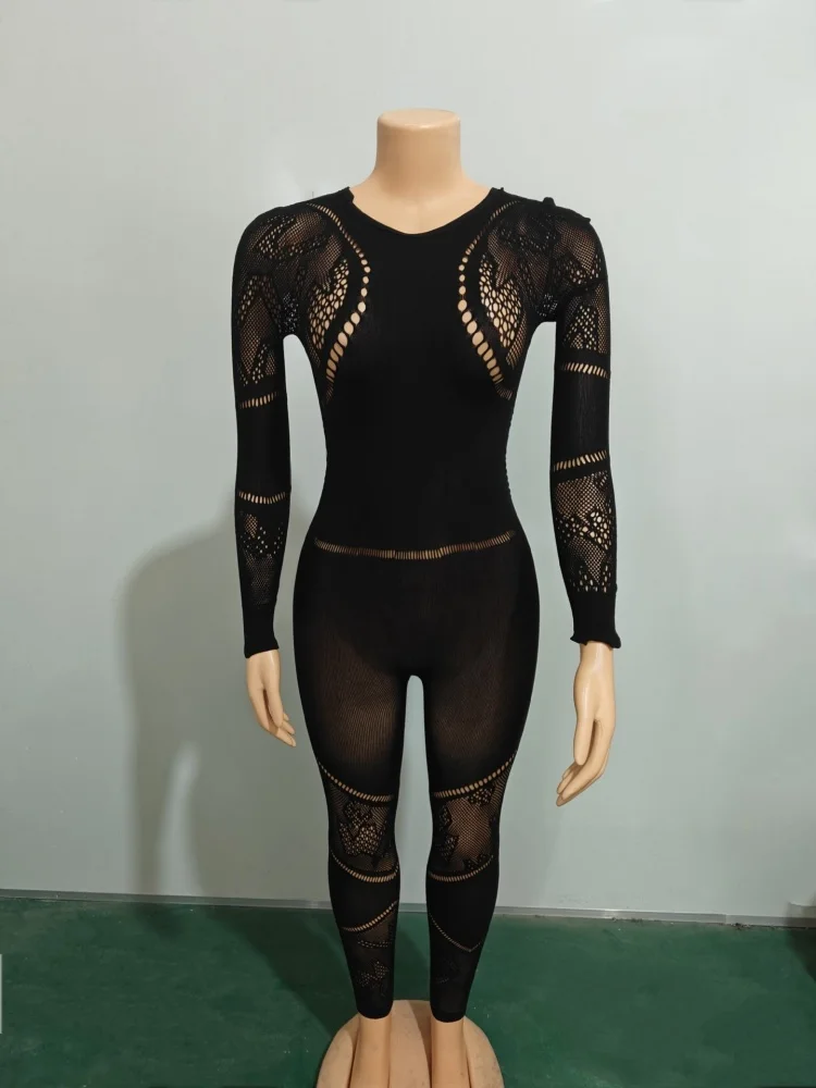 Wmstar jumpsuit women wholesale hollow out see through Thick wearable one piece pajamas and tight alluring one piece pants 2025