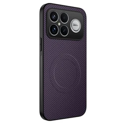 Carbon Fibre Magsafe Wireless Charging Phone Case with Lens Camera Protection and Hard Cover for Redmi K90 Pro Max (Purple)