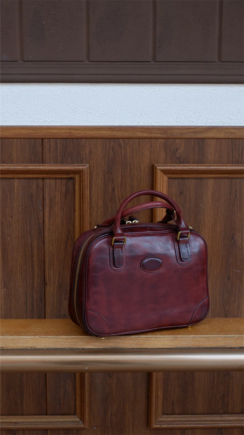 PNDME Vintage Luxus handgefertigte kleine Damenhandtasche aus echtem Leder, lässige Outdoor-Party-Umhängetasche aus Rindsleder – Detail 4