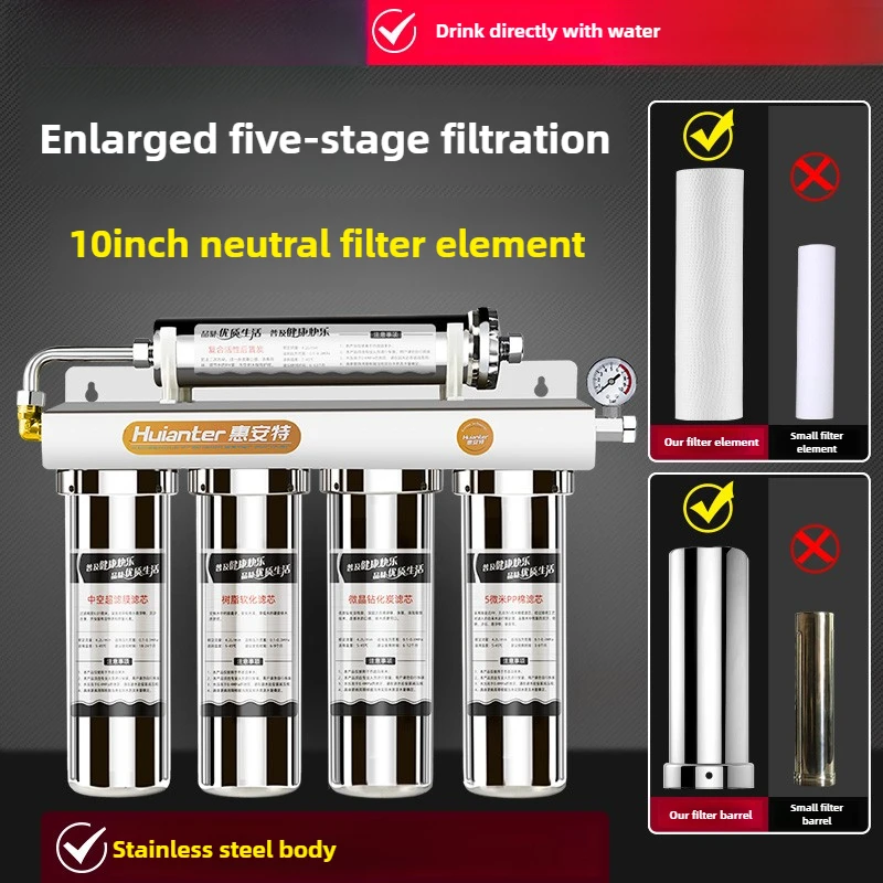 304 stainless steel ultrafiltration water purifier household 10-inch filter element kitchen washing and cooking filter water