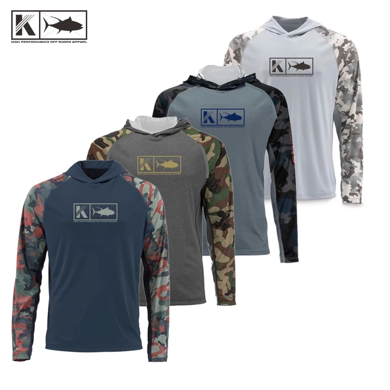 

Fishing Koofining Hooded Shirt Long Sleeve Uv Protection Man Outdoor Summer Camouflage Moisture Wicking Jersey Fishing
