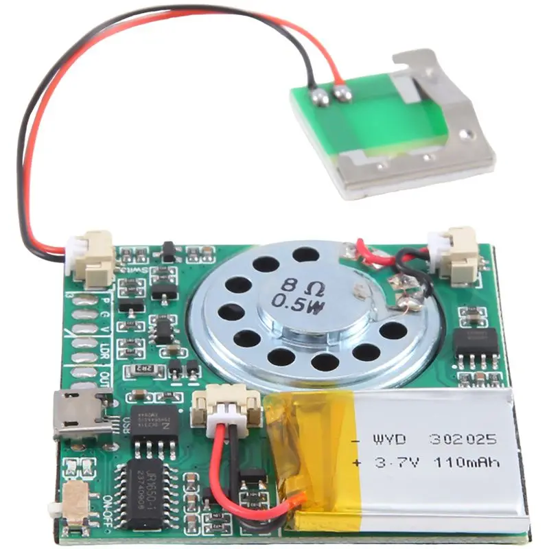 USB MP3 녹음 가능한 인사말 카드 플레이어 보드 - 8MB 저장 용량, 128..