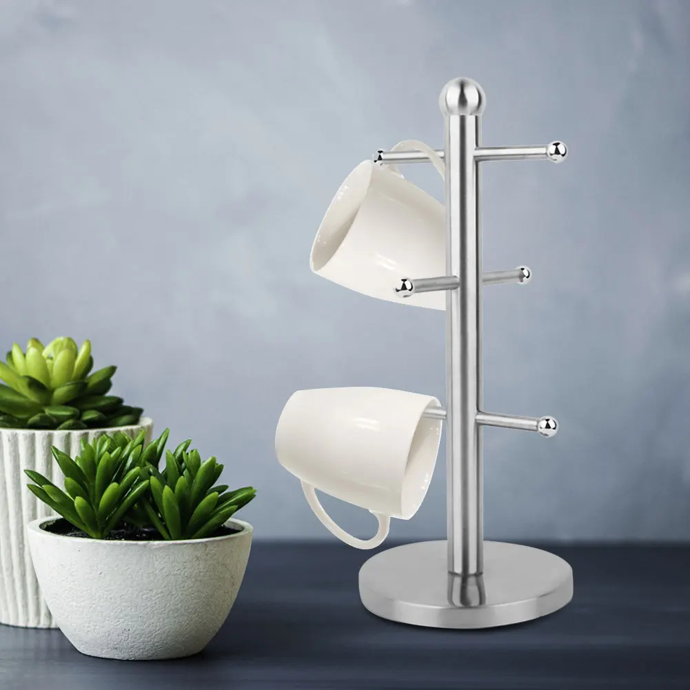 Cup Storage Mug Rack Tea Cup Organizer Tree Cup Storage Stainless Steel Mug Rack Tree Shape Storage Tea Cup Holder Organizer 4