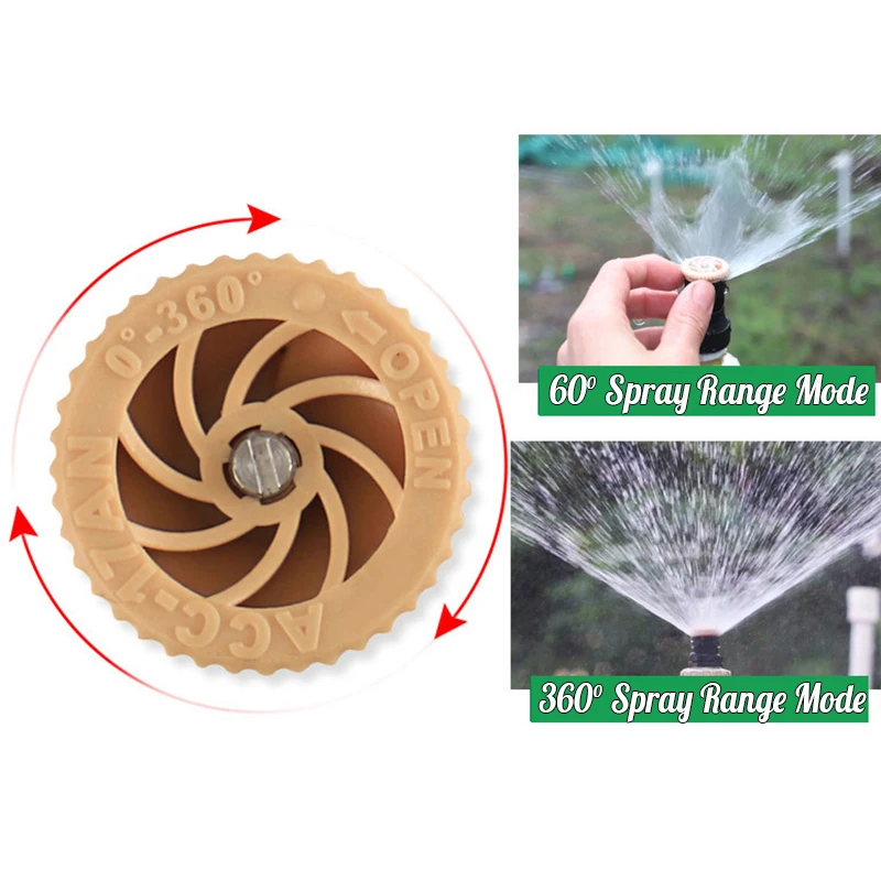 1Pc Water Sprinkler With 1/2 Inch Thread Plastic Support 0-360 Degrees Adjustable Farm Garden Lawn Watering Irrigation Nozzle