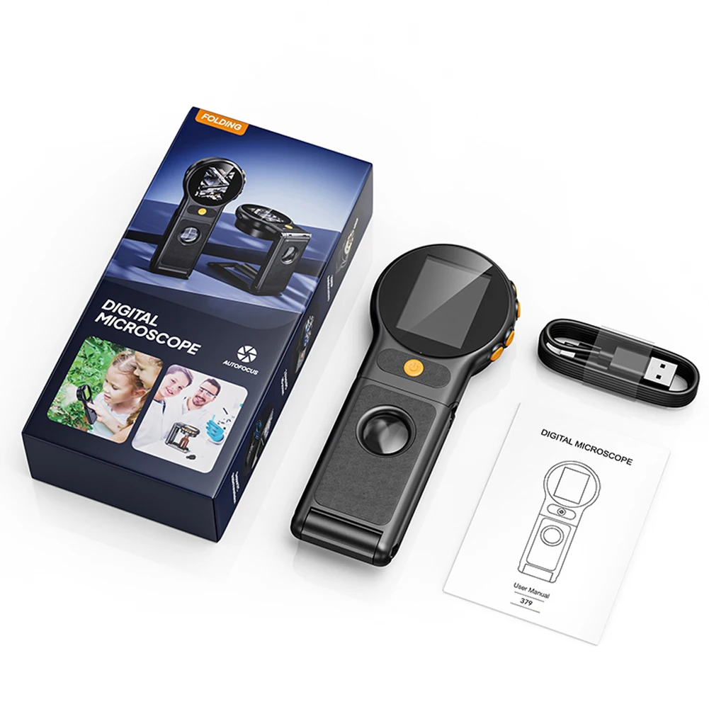 500X Magnification Digital Microscope 2MP HD Electronic Coin Magnifier Rechargeable Magnifying Glass for Jewelry Watch Repair