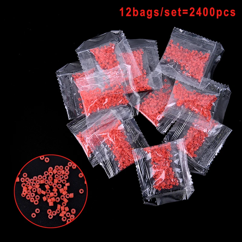 

12bags/set=2400pcs Red Fishing Accessories Tackle Rubber Band For Bloodworm Bait
