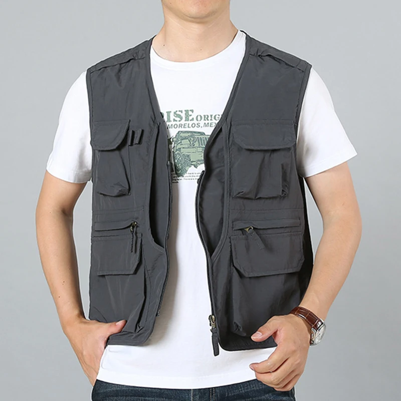 6XL Men's Waterproof Fishing Vest Utility Tactical Multi-pocket Hunting Techwear Outdoor Hiking Photography Safari Cargo US Vest