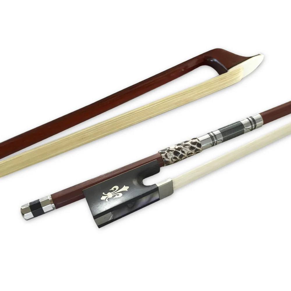High Grade Straight Brazilwood Violin Bow Snake Skin Decorative Ebony