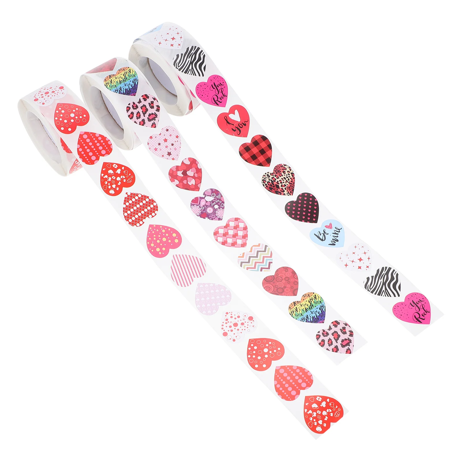 

3 Rolls Heart Shaped Valentine's Day Label Decals Home Decorative Stickers
