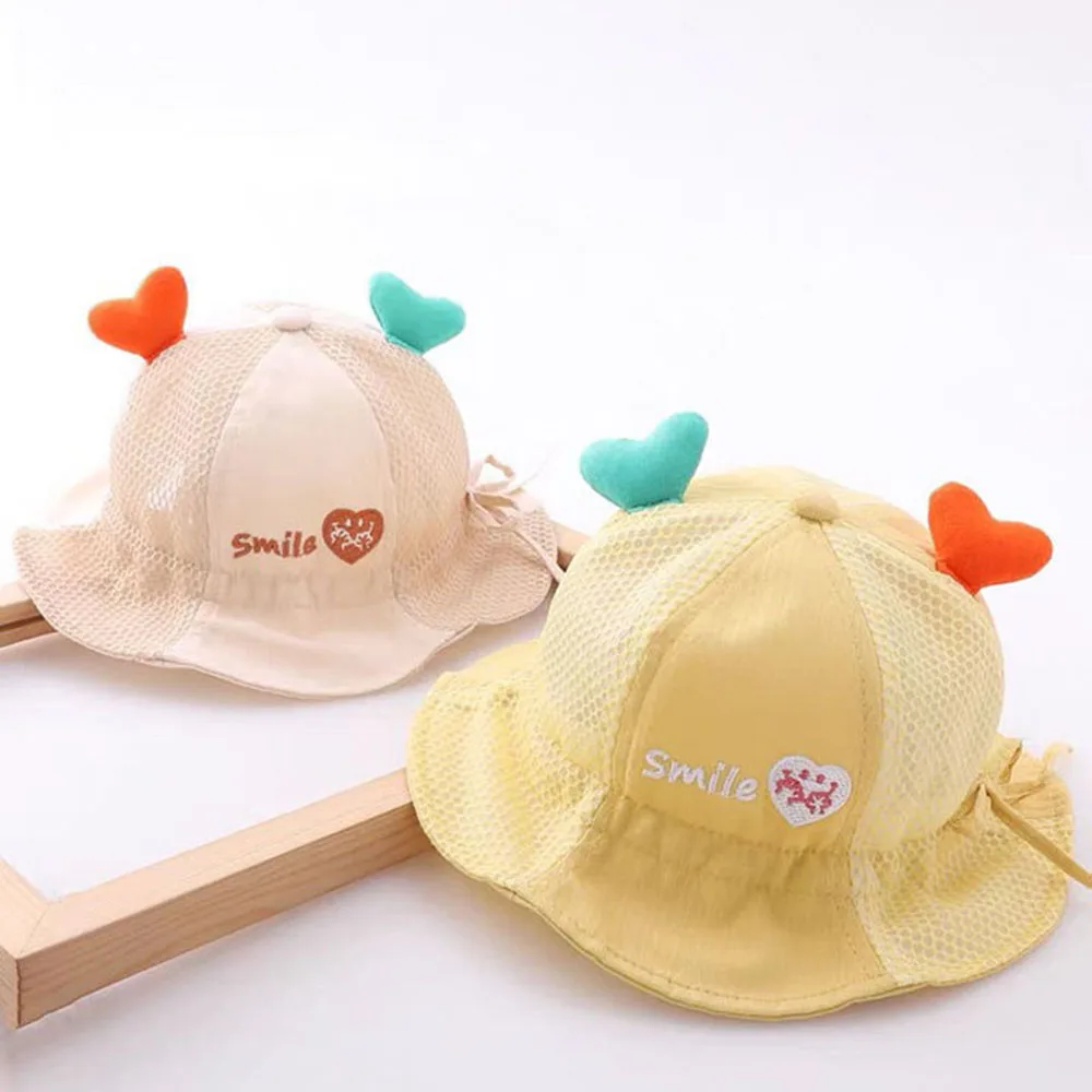 High Quality Love Decoration Baby Cute Bucket Hat Spring Autumn Thin 3-24 Month Summer Sun Shading Cotton Lovely_voghion.com