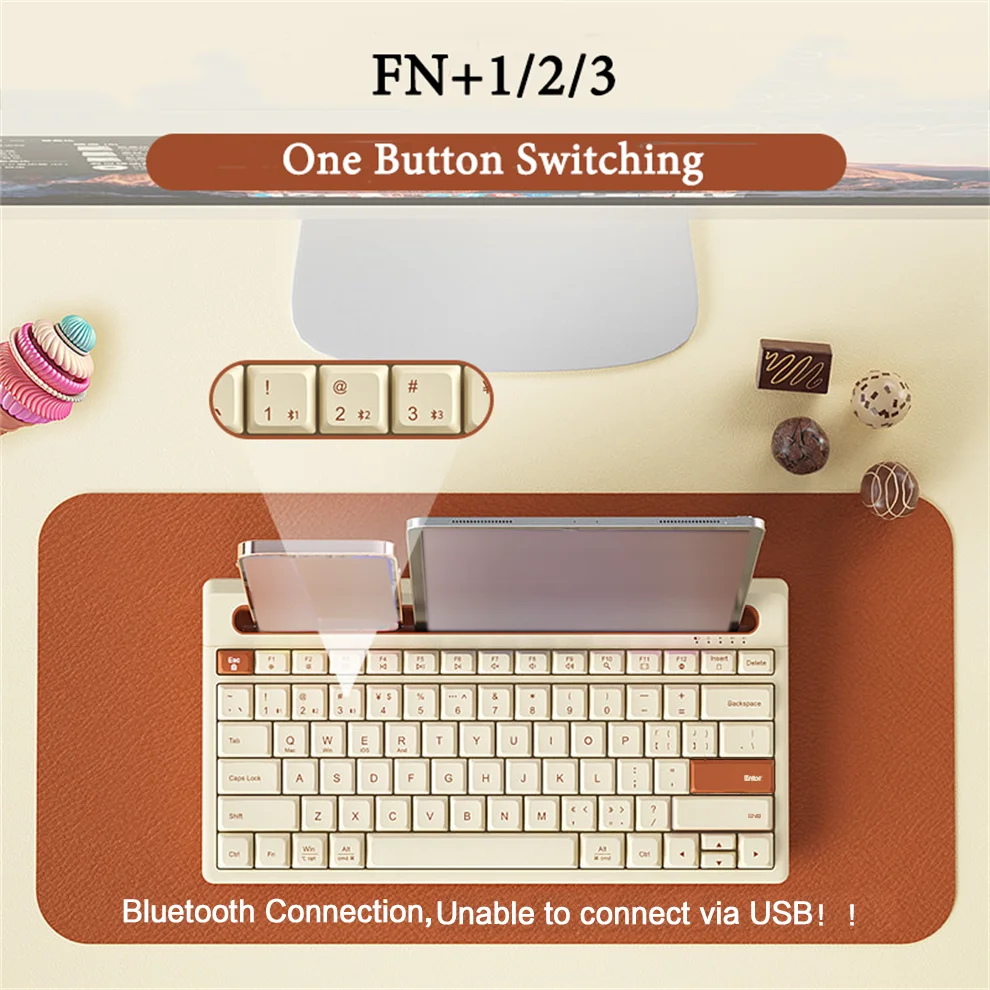 Ergonomic Bluetooth Wireless Keyboard with Integrated Stand, Portable 79-Key Travel Keyboard