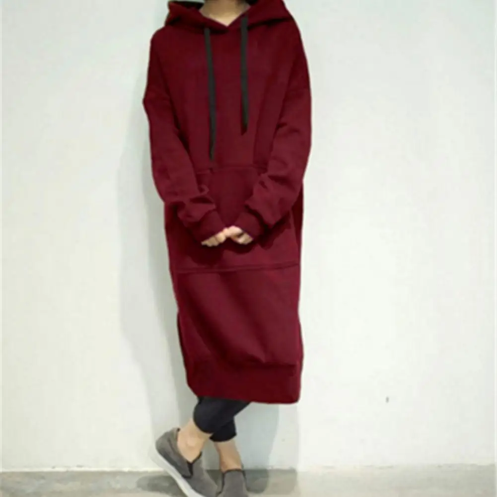 

Streetwear Sport Style Winter Warm Drawstring Hooded Sweatshirt for Office