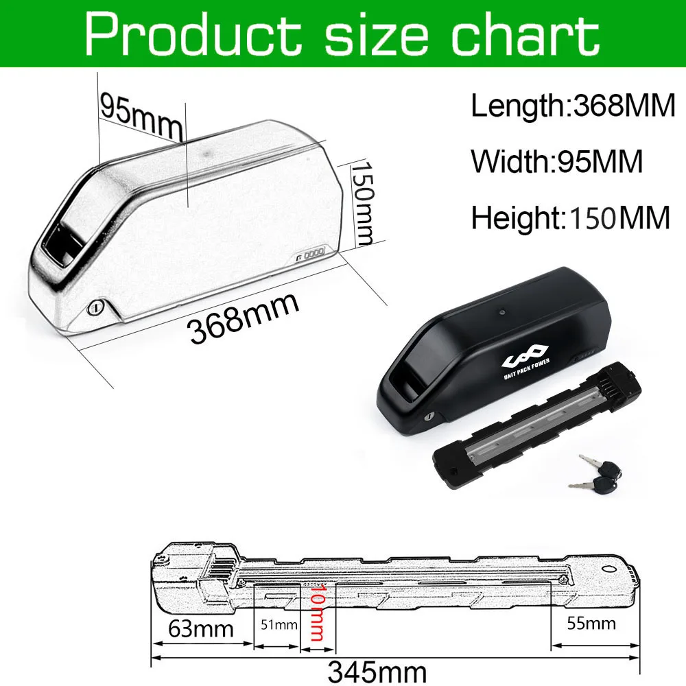 21700  EBike Battery Downtube Polly 72V 60V 52V 48V 24Ah 36V 27Ah 22.5Ah 14.4Ah Baterias for 2000W 1500W 1000W 750W 350W Motor 2