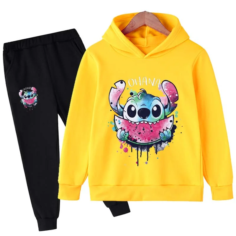 Baby Stitch Clothing Sets Children 1-16 Years Suit Boys Tracksuits Kids Brand Sport Suits Stich Hoodies Tops + Pants 2pcs Set kids clothing set