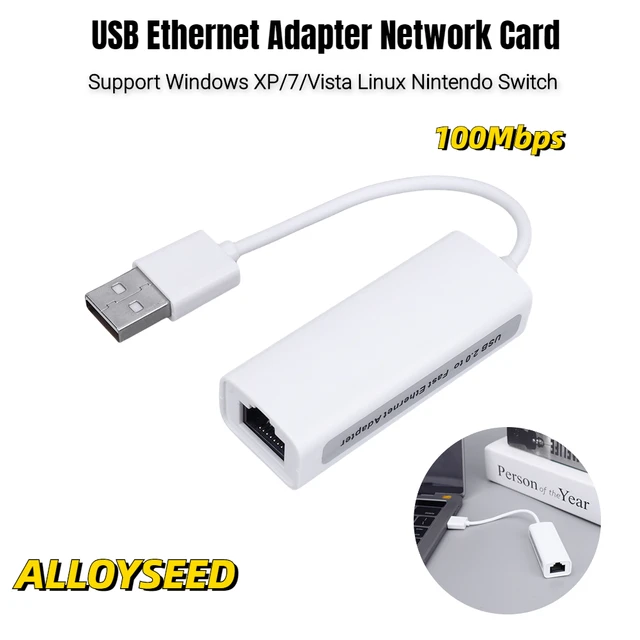 Adaptateur Ethernet USB pour ordinateur portable Nintendo Switch, carte  réseau, prise en charge de Windows XP