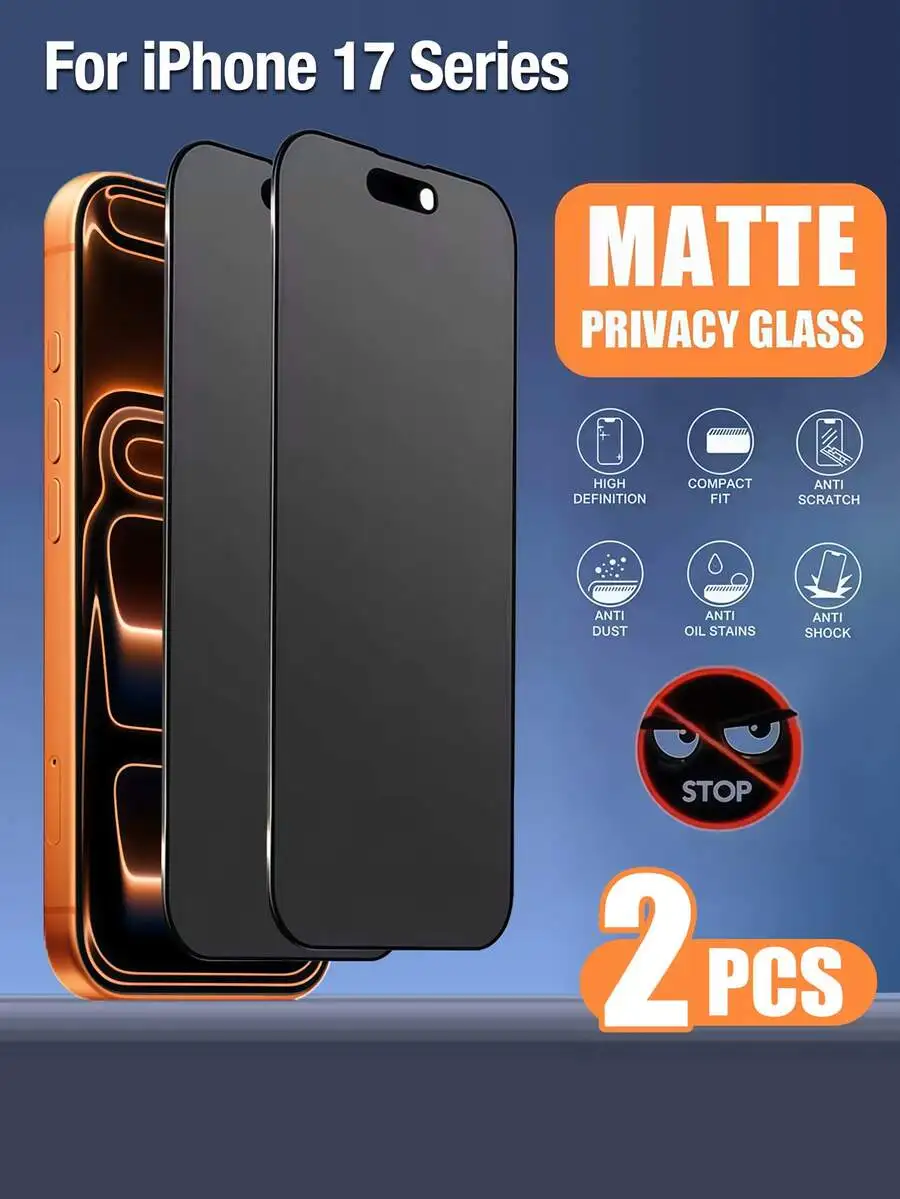 2 Adet Mat Gizlilik Ekran Koruyucu, iPhone 17 Pro Max 16 15 14 13 12 11 ile Uyumlu, 9H Sertlikte Temperli Cam