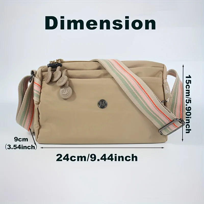Korean Silk Crossbody Shoulder Bag Olive Green Lightweight Water-resistant Casual Stylish Daily Use Bag for Women/Men