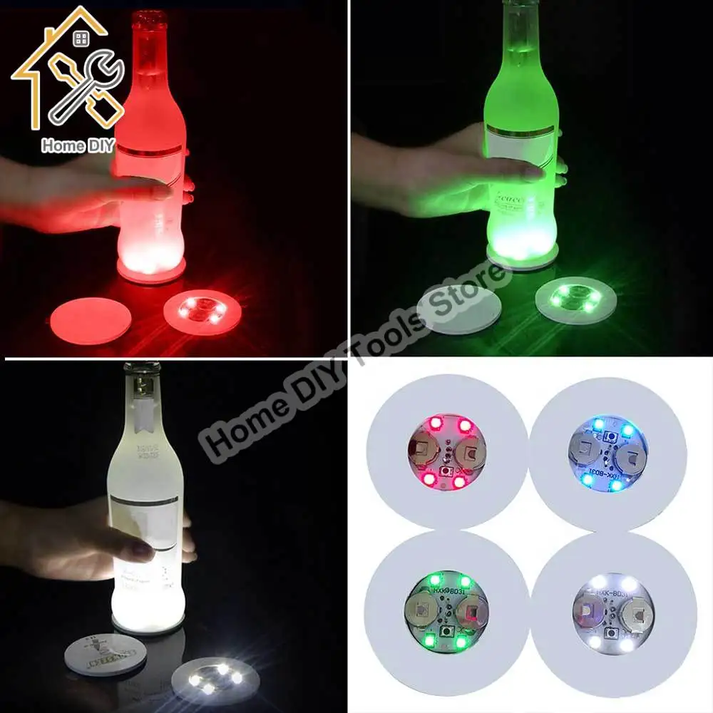 LED Coaster Stickers Luminous Drinks Cup Pads Wine Liquor Bottles Coaster Sticker Bars Atmosphere Lights Cup Sticker Pads for mini cooper countryman f54 f60 r55 r56 r60 r61 luminous coaster cup light ubs car atmosphere light colorful water coaster