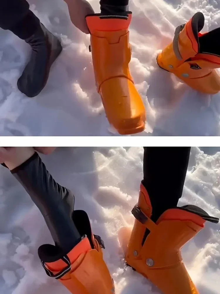 1 Paar warme Schneefeld-Socken für Männer und Frauen im Freien, für Herbst und Winter, verdickte, winddichte, warme Innen-Plüsch-Innenbodensocken – Detail 7