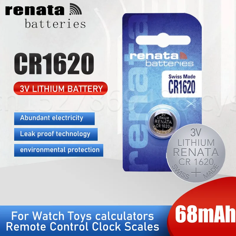 Original RENATA CR1620 CR 1620 3V Lithium Battery ECR1620 DL1620 KCR1620 For Watch Car Toy