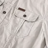 New Autumn Fashion Coton Shirts for Men Long Sleeve Multi-Pocket Cargo Shirt Solid Color Casual Outdoor Colthing Men's Shirt 4