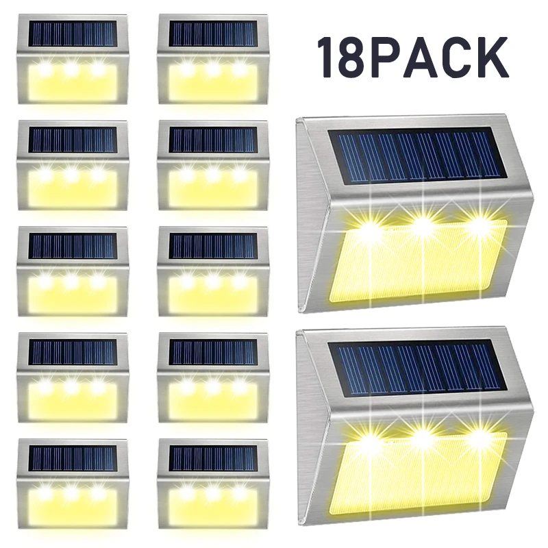 Outdoor Solar LED Wall Lights 6LEDS Waterproof Garden Deck Lights Decoration For Patio Fence Stairs Balcony