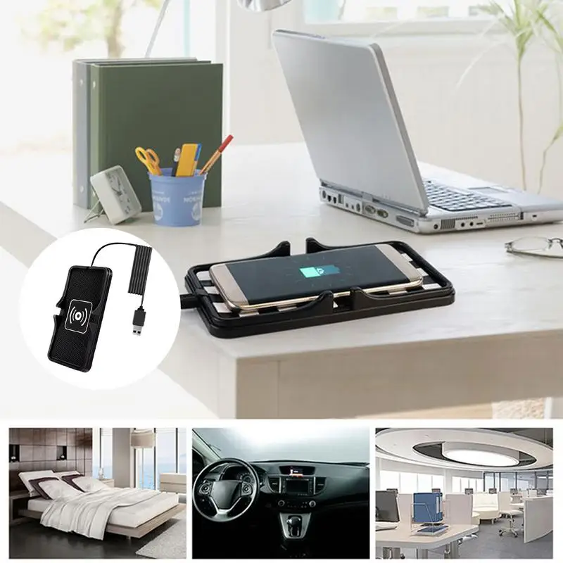 Cordless Cell Phone Charger Car Auto Phone Fast Charging Pad Cordless Charger Non-Slip Cell Pad for Car