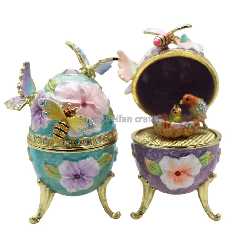 Emaille-Ei im europäischen Stil, russisches Faberge-Ei mit Musik, kleines Ornament, Heimdekoration, Geburtstagsgeschenk für Freunde und Familie, Spieluhr – Detail 2