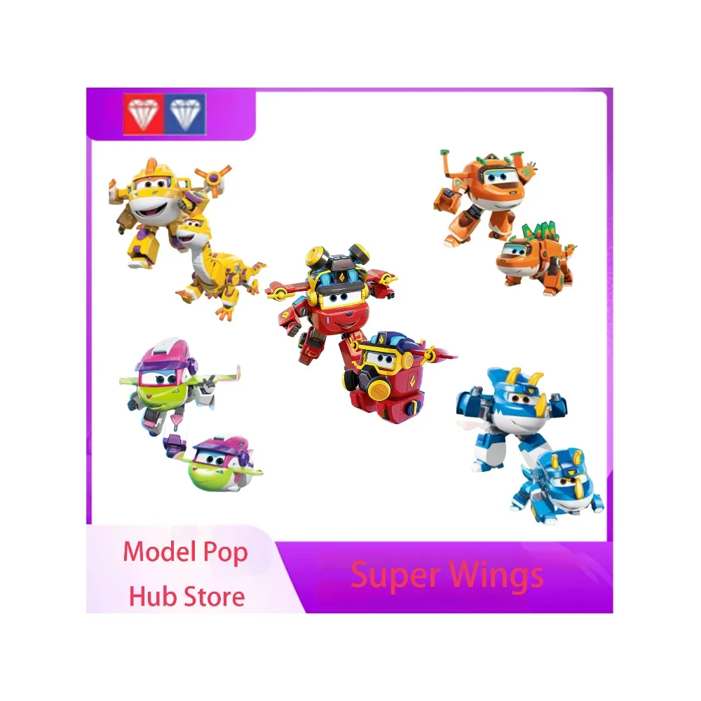 Auldey Original Super Wings Big Wing STEGO Dinosaur Mega Transformation Toy - Kids Robot Firefighter with Hangar Christmas Gift