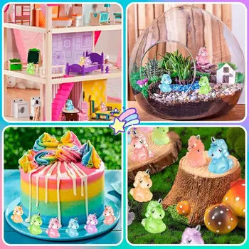 10/20pcs Luminous Mini Resin Unicorn Figurines Glow in The Dark Tiny Unicorn Ornament for DIY Fairy Garden Landscape 2