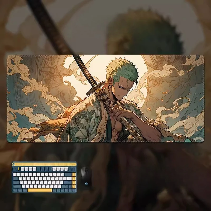 소년용 오버사이즈 로로노아 조로 데스크탑 마우스 패드 애니메이션 e스포츠 게임 키보드 패드 고화질 프린트 원피스 가죽 마우스 패드