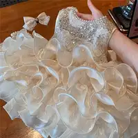 Robes de princesse pour filles, de haute qualité, avec perles, paillettes, ourlet floral, Costume de fête, vêtements de fête d'anniversaire pour enfants 3
