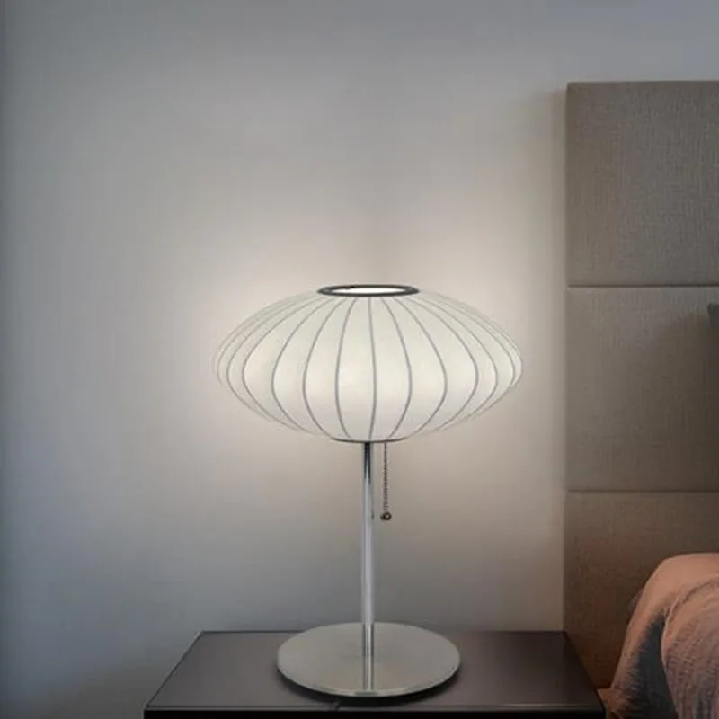 넬슨 테이블 램프 실크 쉐이드 테이블 조명, 거실 식당 침실 침대 옆 서재 디자이너 책상 램프