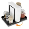 Napkin holder for table, 360° rotating metal napkin holder with salt and pepper shaker holder, suitable for kitchen table decor 1
