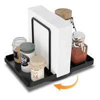 Napkin holder for table, 360° rotating metal napkin holder with salt and pepper shaker holder, suitable for kitchen table decor 1