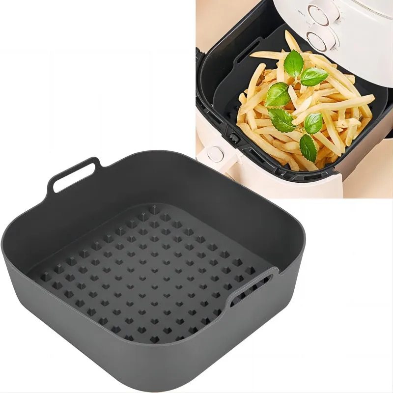 Silicone Air Fryer Baking Pan Square Reusable High Temperature Resistant Silicone Liner Insulation Mat Oven Baking