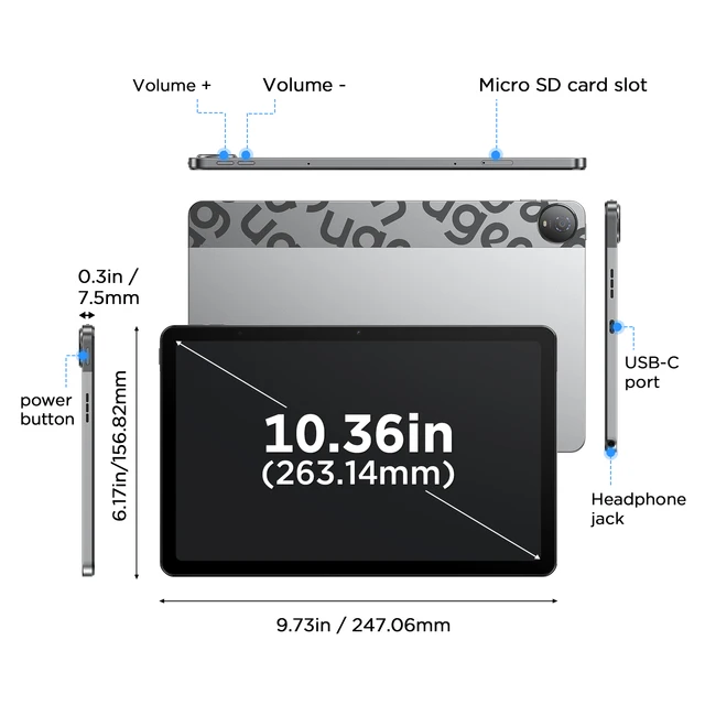 UGEE UT2 Fun Drawing Pad 10.36-inch 2K Display Graphic Monitor 4096 Levels with Pencil Tablet Android 14 System 6GB+128GB 3