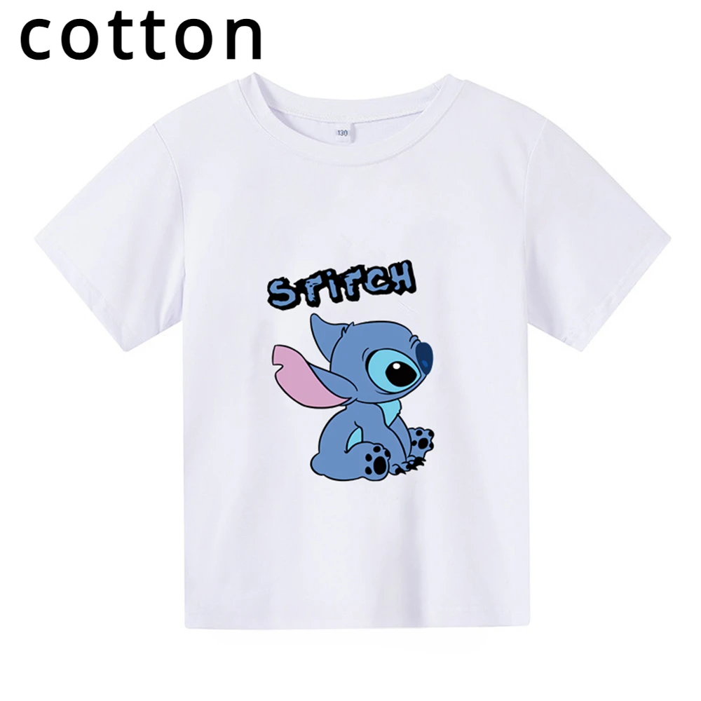 thumbnail image 1 of Lilo Stitch Anime Verano Múltiples Moda Niño Niña Camisetas de Algodón Niños Casual Manga Corta Estampado Patrón Niño Camiseta, 1 of 4