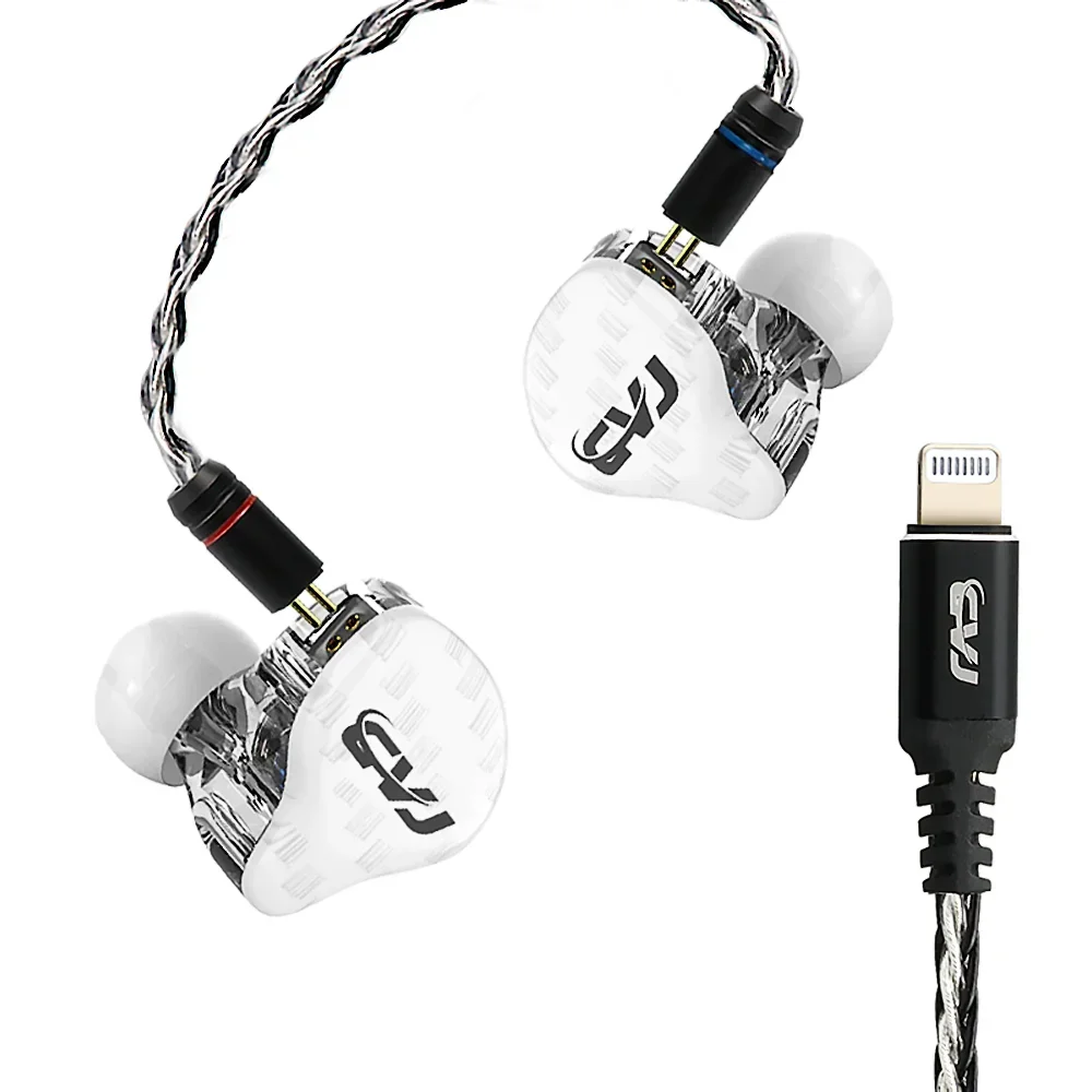 

CVJ CVM 1DD+1BA Lightning Plug in Ear HIFI Wired IEM Earphone with Mic Monitor Headphone for IPad Apple 7/8 Plus/11Pro/XS/Max/12