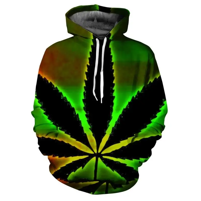 Green leaves 3d Printed man hoodie harajuku weeds hoodies Casual fashion Sweatshirt Rose flower Pullover Funny style jacket