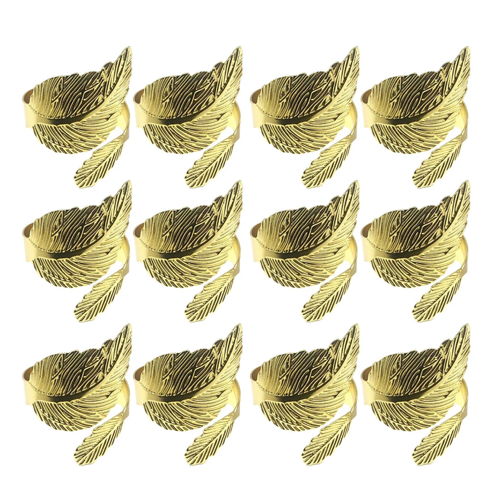 

Wedding Towel Holder Napkin Rings 12pcs For Dinner Table Golden Silver Leaf Napkin Ring Party Banquet Decoration