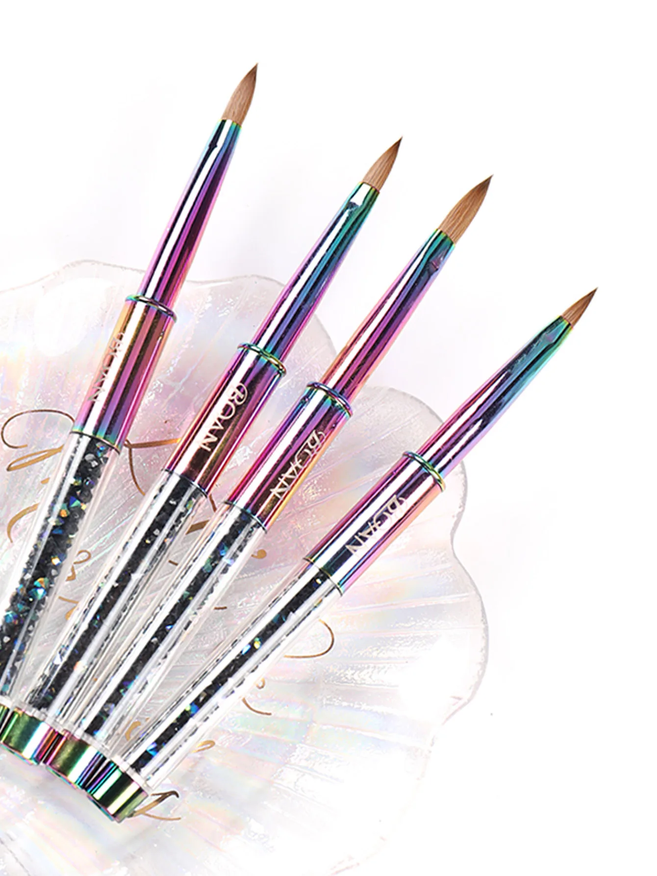 3D Kolinsky Nail Brush,Colorful Metal Handle 4