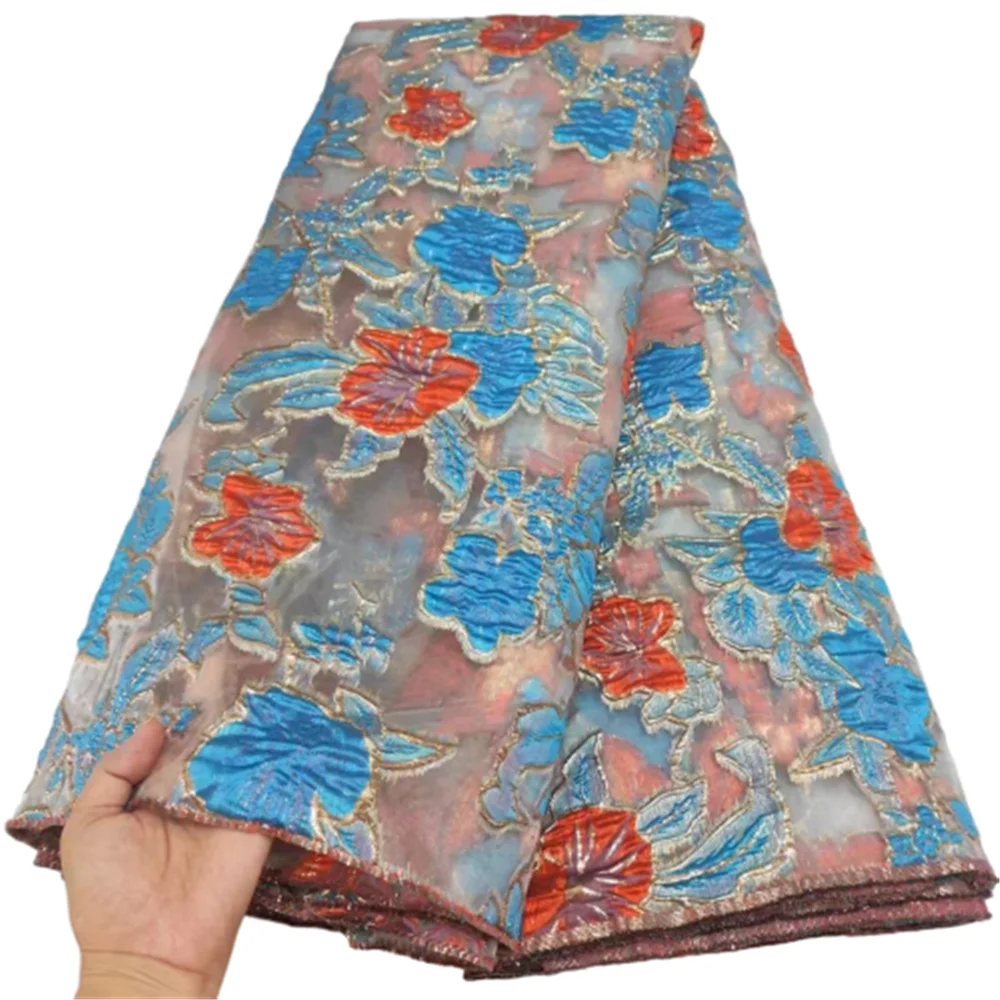 

Latest African Lace Fabric High Quality Brocade Jacquard Lace Fabric French Organza Lace Nigerian Lace Fabric For Wedding