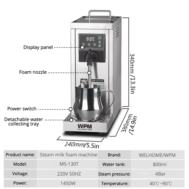 Coffee Machine Milk Frother Steam Milk Foaming Machine 220V Commercial Coffee Shop Professional Electric Milk Steamer 4