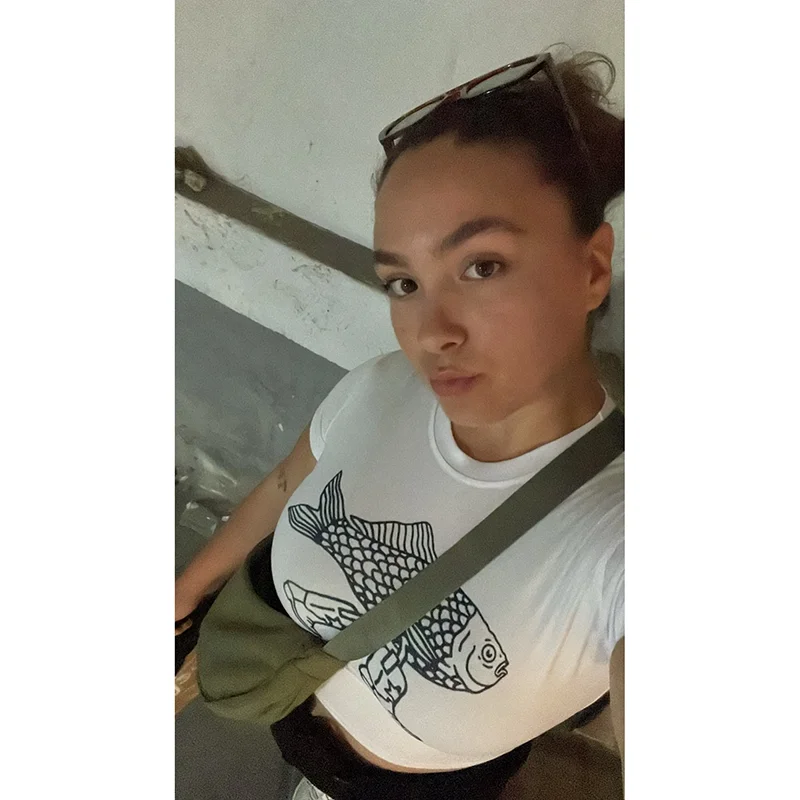 2000s Abstract Fish Graphic T-Shirt Summer Vintage Crop Tops Harajuku Y2K Gothic Streetwear Grunge Short Sleeve Girls Baby tee